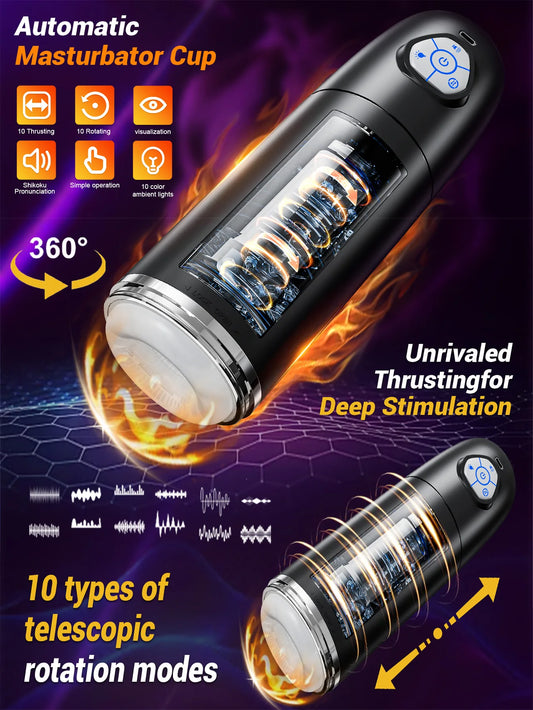 Automatic Male Masturbator, Sex Doll Sex Toy For Men with 10 Rotating& Thrusting, Penis Pump Adult Toys, Onahole Mens, Sex toys
